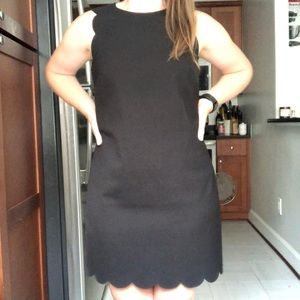 Black Scalloped Hem Dress